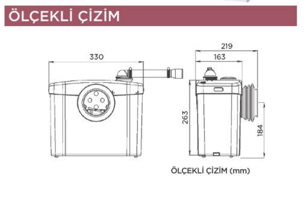 SFA SANIFLO ölçü ve montaj çizimi
