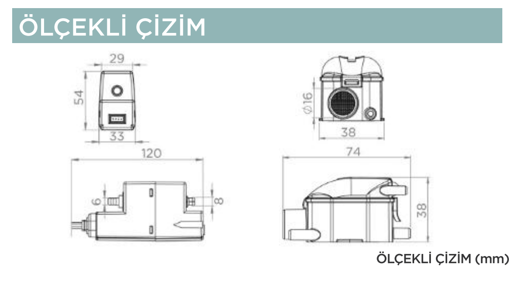 SFA SANICONDENS CLIM MINI S ölçü ve montaj çizimi